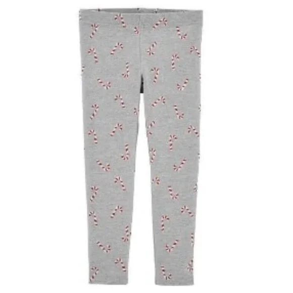 3M Christmas Leggings Little Girls Candy Cane Long Pant Trousers Holiday - Picture 4 of 4